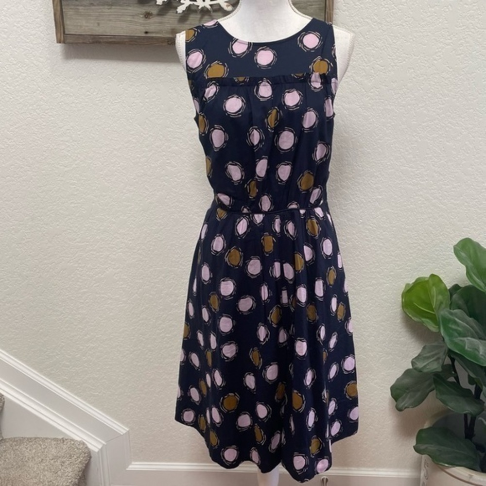 Boden navy cotton sleeveless dress fit flare ladies size US 12 R‎